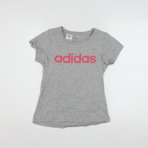 Adidas Women's Grey Basic Crew Neck Cotton T-Shirt Size L