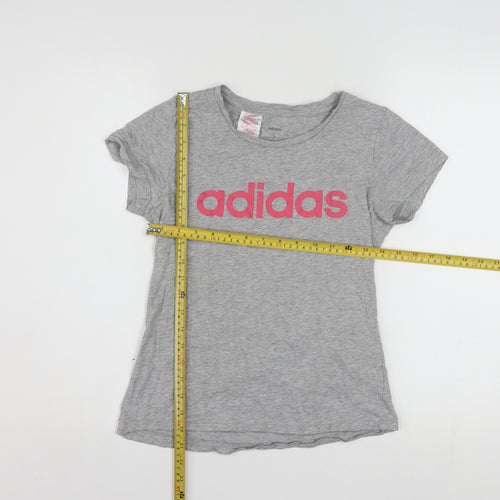 Adidas Women's Grey Basic Crew Neck Cotton T-Shirt Size L