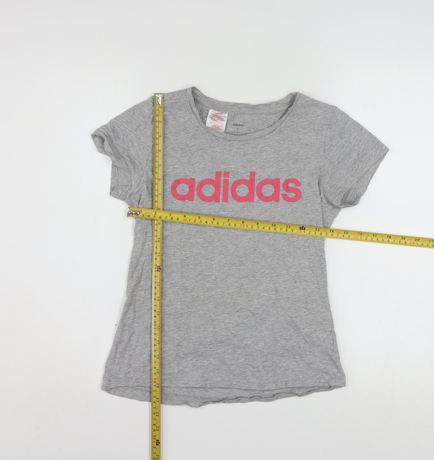 Adidas Women's Grey Basic Crew Neck Cotton T-Shirt Size L