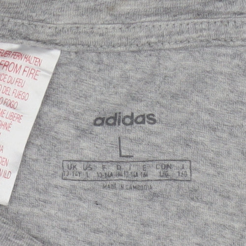 Adidas Women's Grey Basic Crew Neck Cotton T-Shirt Size L