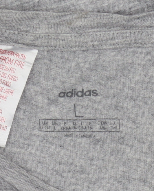 Adidas Women's Grey Basic Crew Neck Cotton T-Shirt Size L