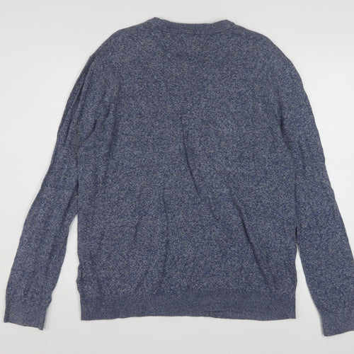 Tommy Hilfiger Men Blue Knit Cotton Crew Neck Pullover Sweatshirt L