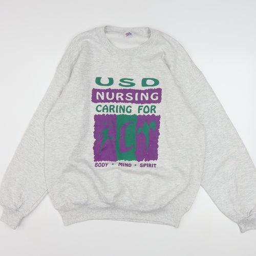 Jerzees Womens Grey USD Nursing Graphic Pullover Sweatshirt L