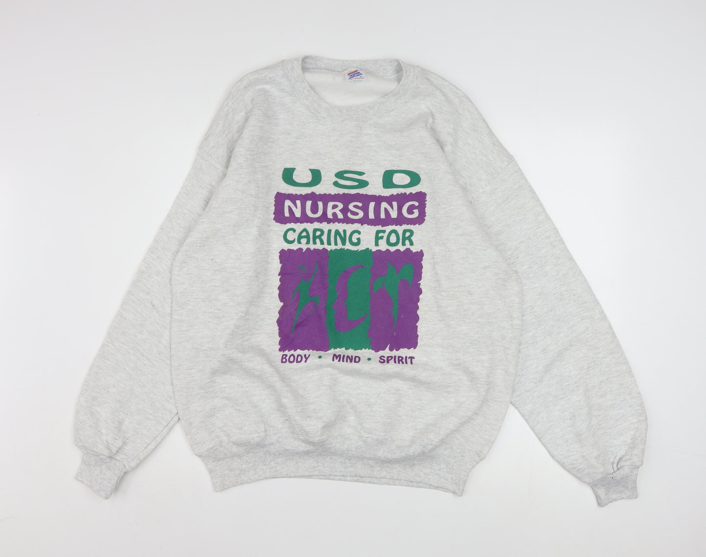 Jerzees Womens Grey USD Nursing Graphic Pullover Sweatshirt L