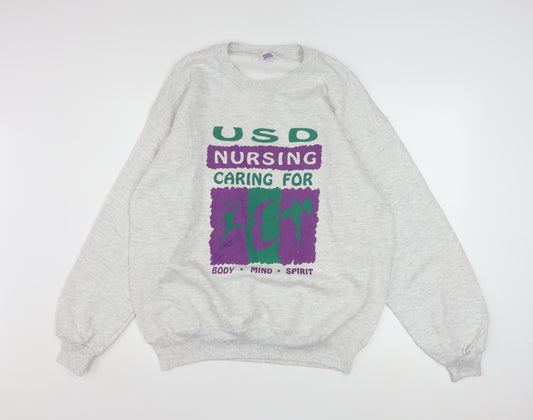 Jerzees Womens Grey USD Nursing Graphic Pullover Sweatshirt L