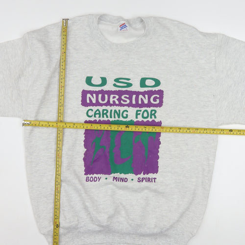 Jerzees Womens Grey USD Nursing Graphic Pullover Sweatshirt L
