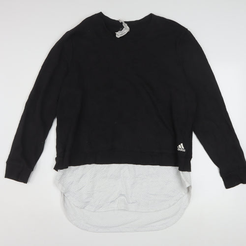 Adidas Women Black XL Sweatshirt Pullover Long Sleeve Crew Neck Casual