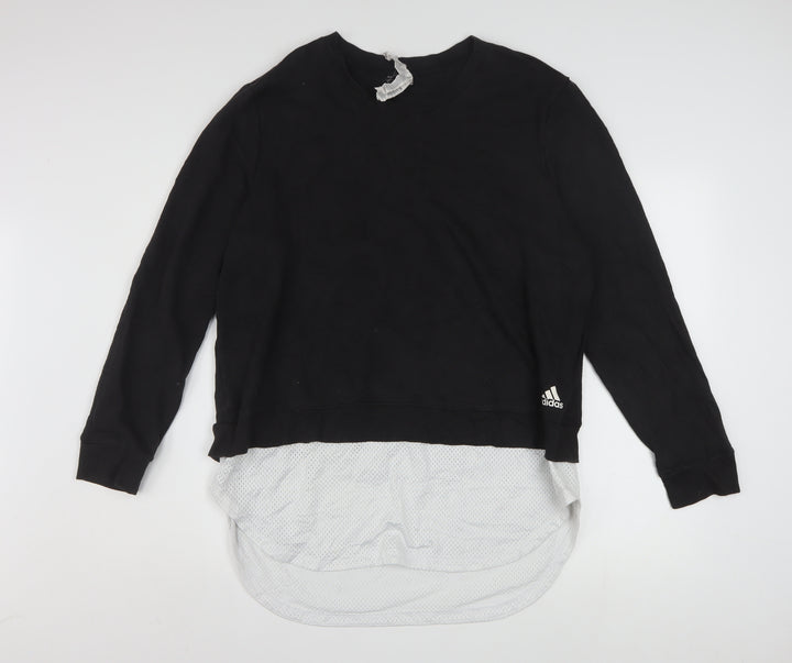 Adidas Women Black XL Sweatshirt Pullover Long Sleeve Crew Neck Casual