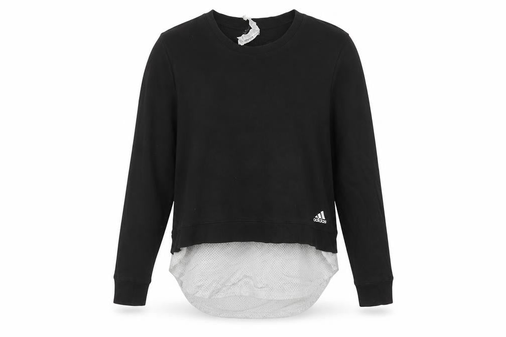 Front view of Adidas Women Black XL Sweatshirt Pullover Long Sleeve Crew Neck Casual