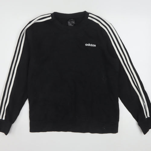 Adidas Womens Black L 16-18 Pullover Sweatshirt Cotton Blend