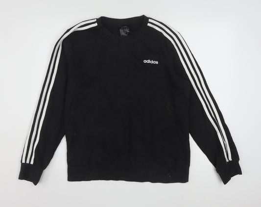 Adidas Womens Black L 16-18 Pullover Sweatshirt Cotton Blend