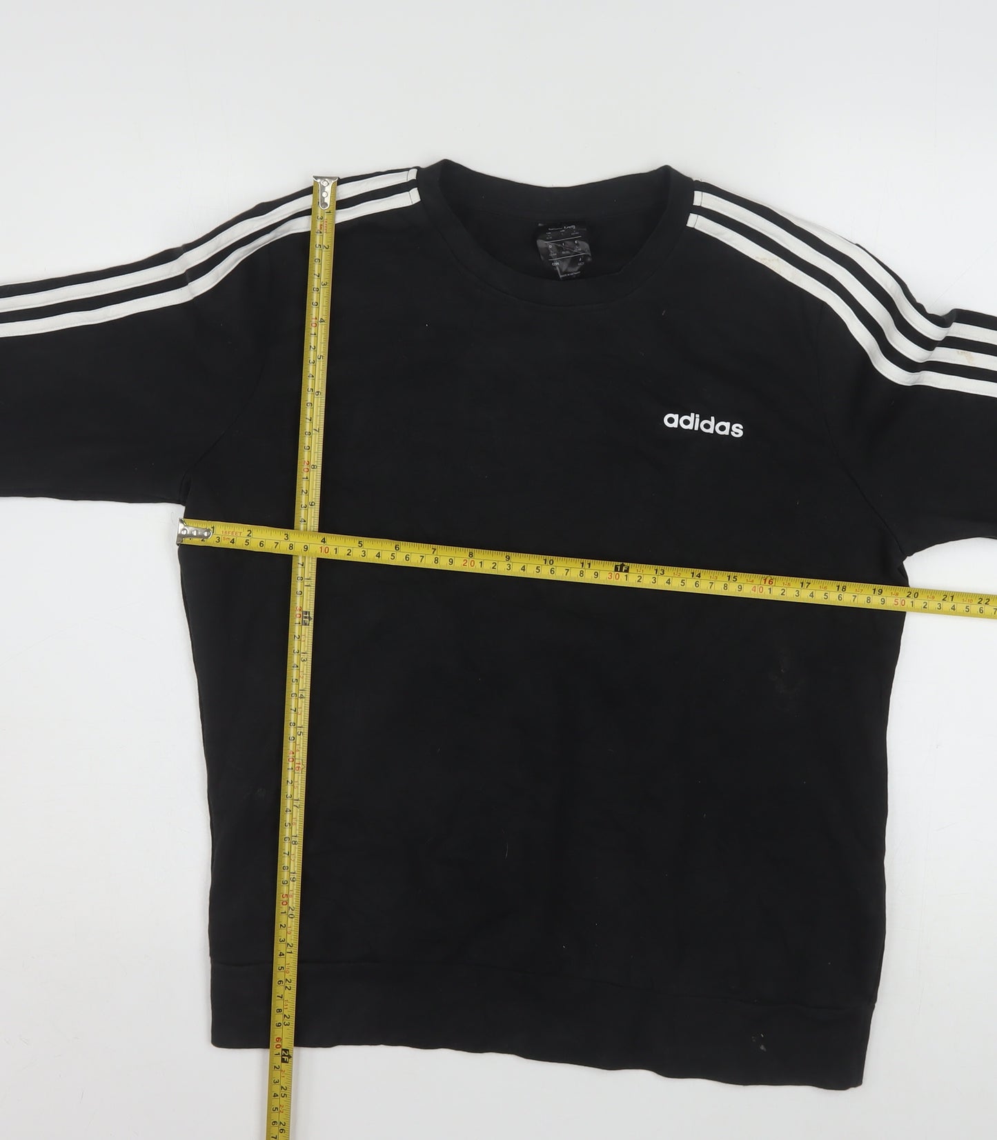 Adidas Womens Black L 16-18 Pullover Sweatshirt Cotton Blend