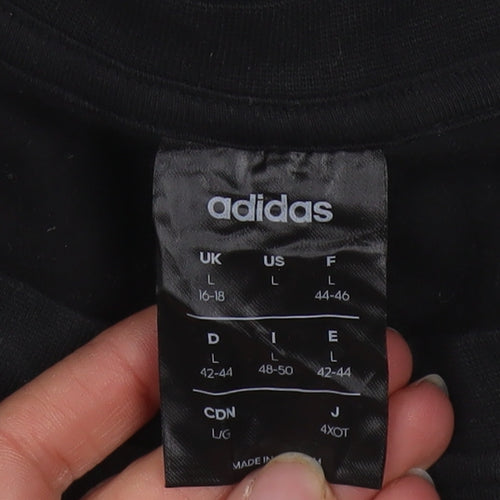 Adidas Womens Black L 16-18 Pullover Sweatshirt Cotton Blend