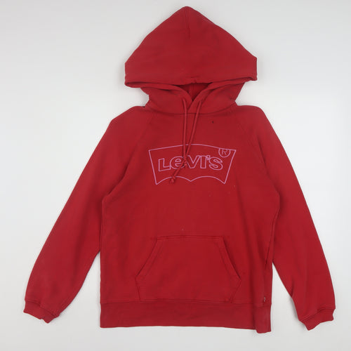 Levi's Womens Red XS Pullover Hoodie with Logo Print