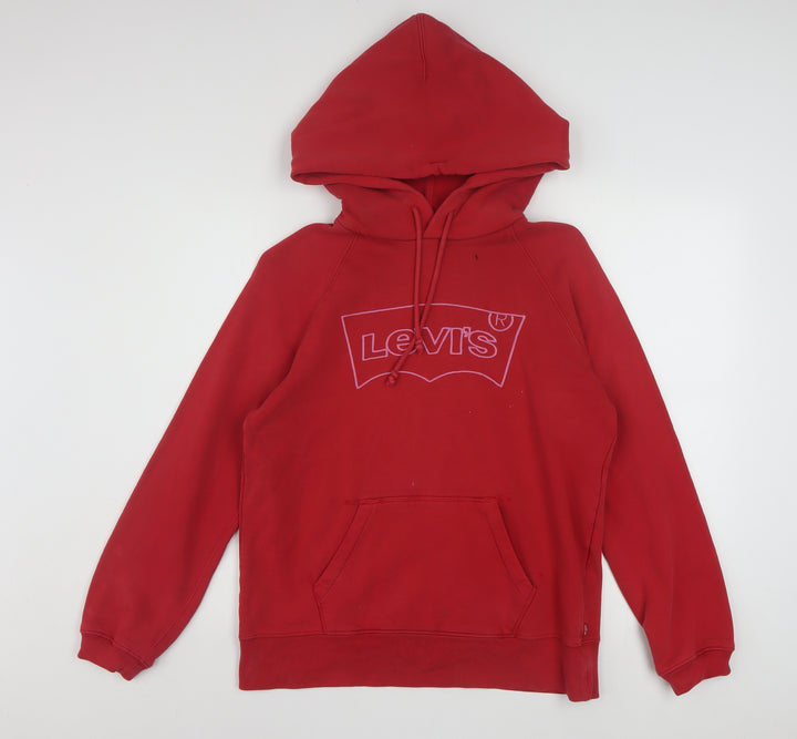 Levi's Womens Red XS Pullover Hoodie with Logo Print