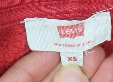 Levi's Womens Red XS Pullover Hoodie with Logo Print