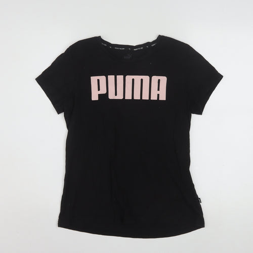 Puma Womens Black Basic T-Shirt Large Crew Neck Short Sleeve