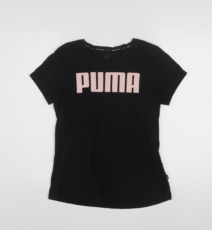 Puma Womens Black Basic T-Shirt Large Crew Neck Short Sleeve