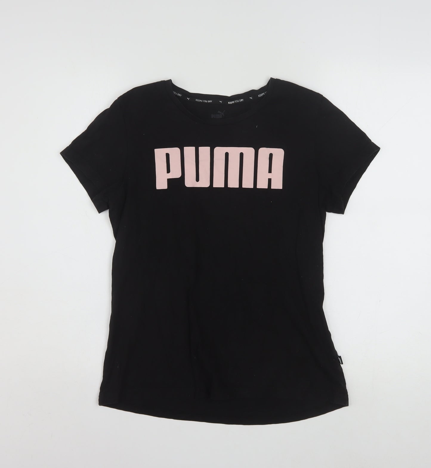 Puma Womens Black Basic T-Shirt Large Crew Neck Short Sleeve