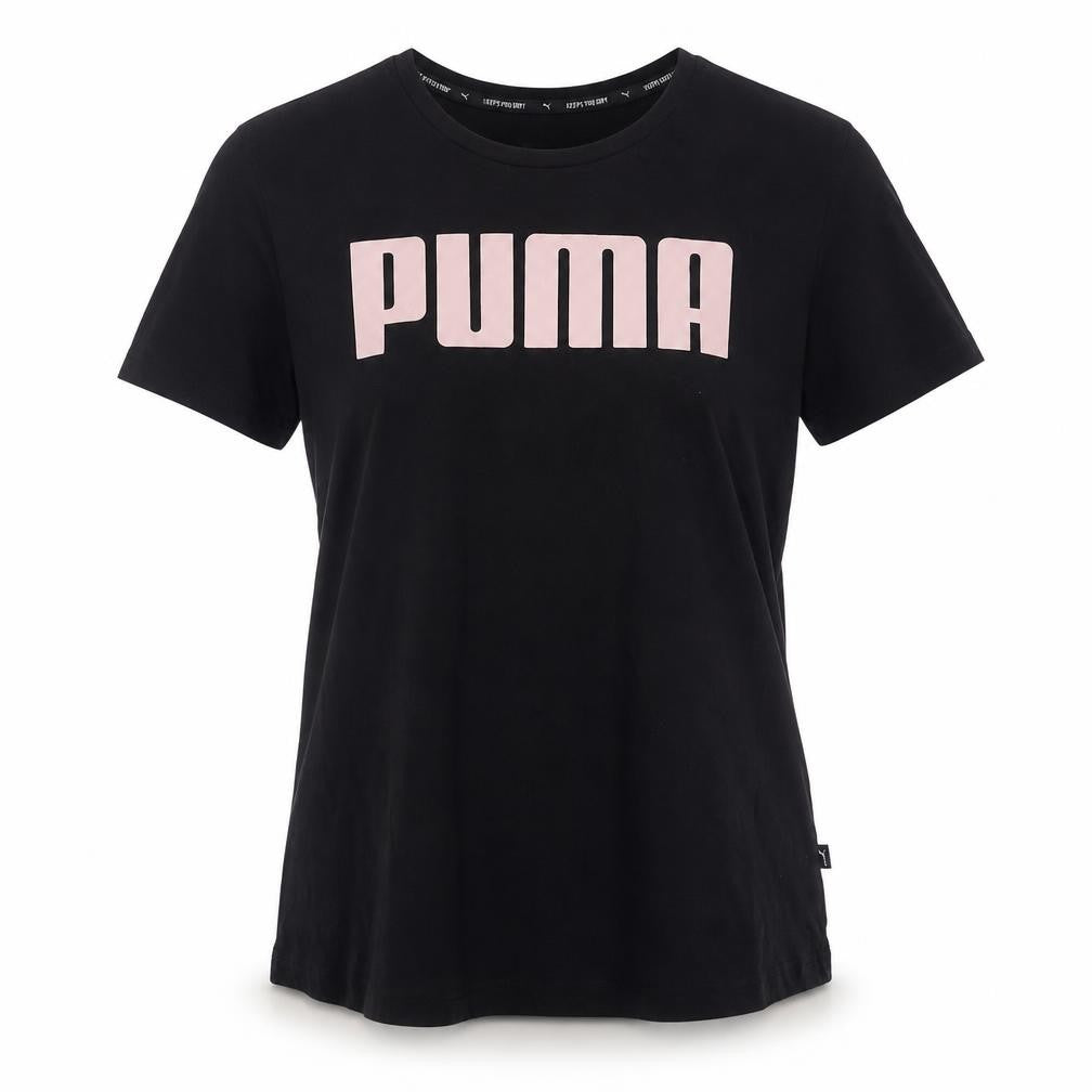 Front view of Puma women’s black basic t-shirt large crew neck short sleeve