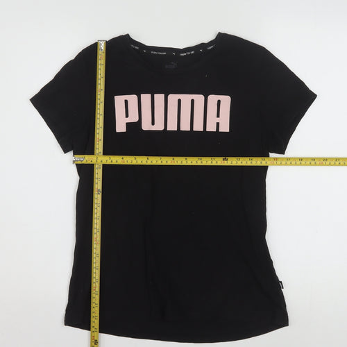 Puma Womens Black Basic T-Shirt Large Crew Neck Short Sleeve