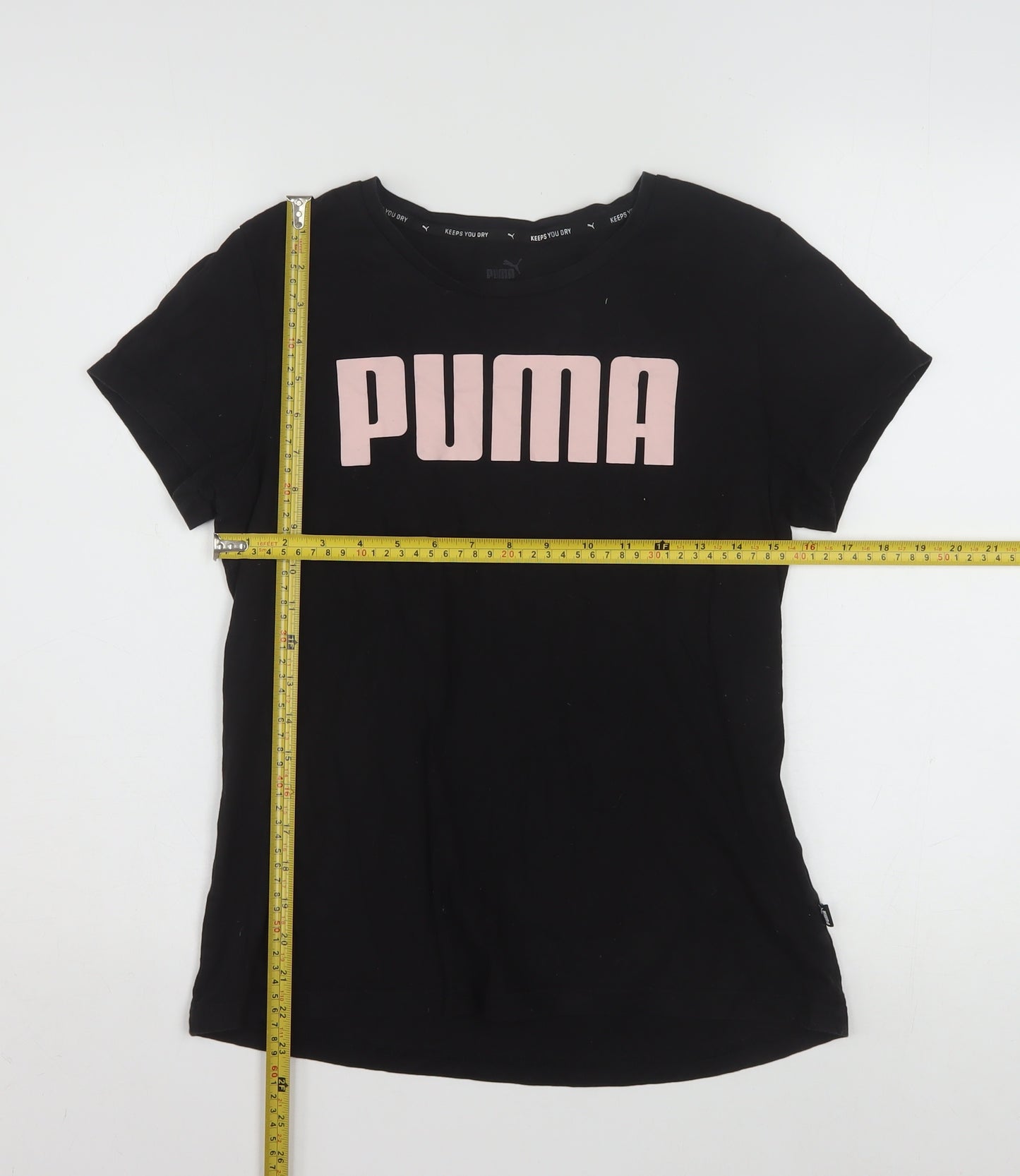 Puma Womens Black Basic T-Shirt Large Crew Neck Short Sleeve