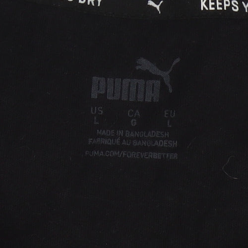 Puma Womens Black Basic T-Shirt Large Crew Neck Short Sleeve