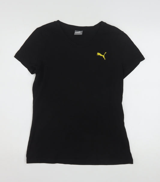 Puma Women’s Black Cotton Crew Neck Short Sleeve T-Shirt Size 14