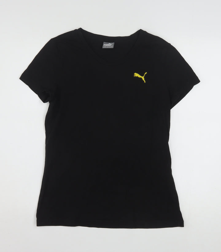 Puma Women’s Black Cotton Crew Neck Short Sleeve T-Shirt Size 14