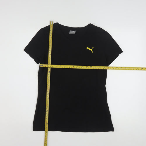 Puma Women’s Black Cotton Crew Neck Short Sleeve T-Shirt Size 14
