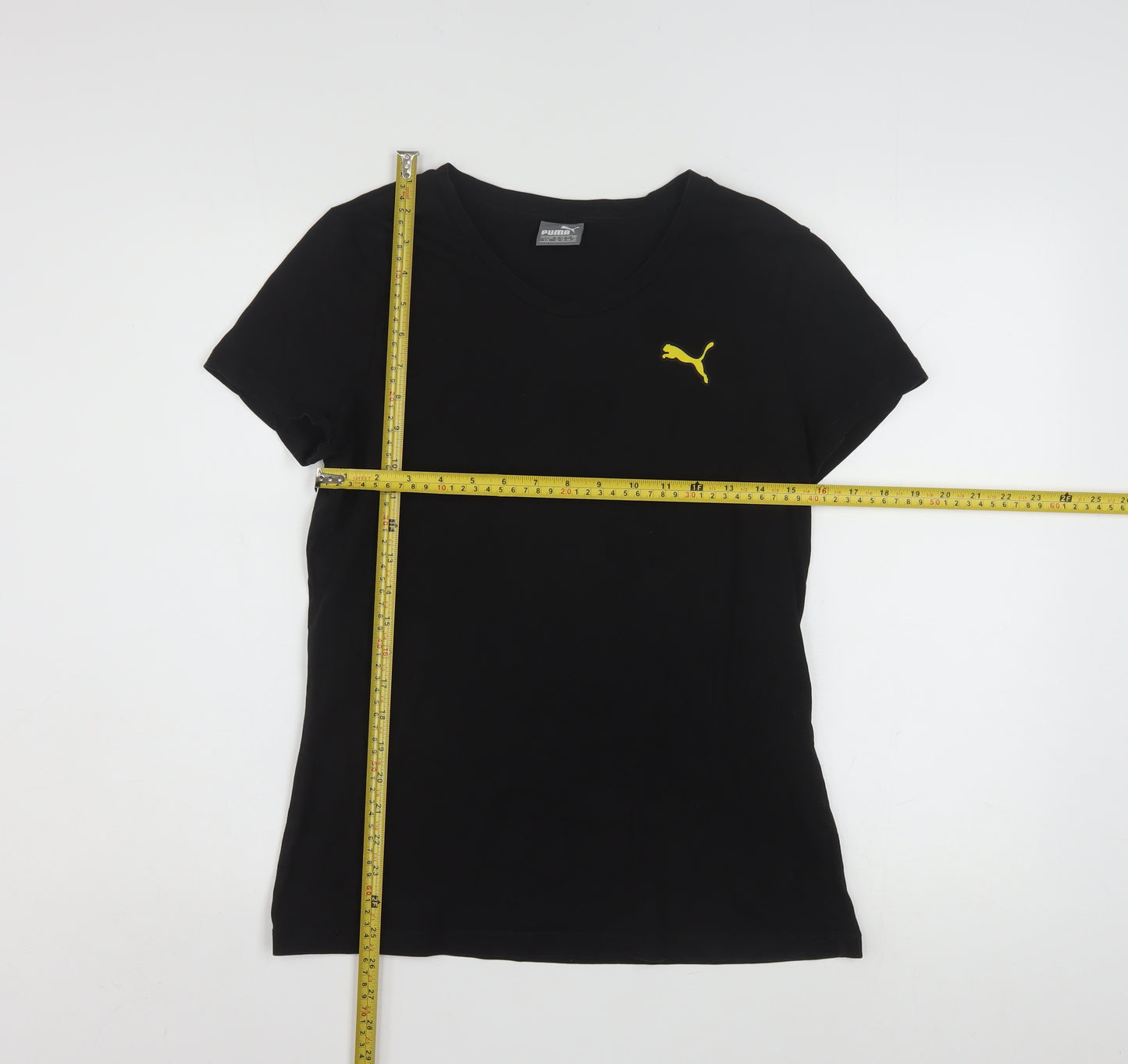 Puma Women’s Black Cotton Crew Neck Short Sleeve T-Shirt Size 14