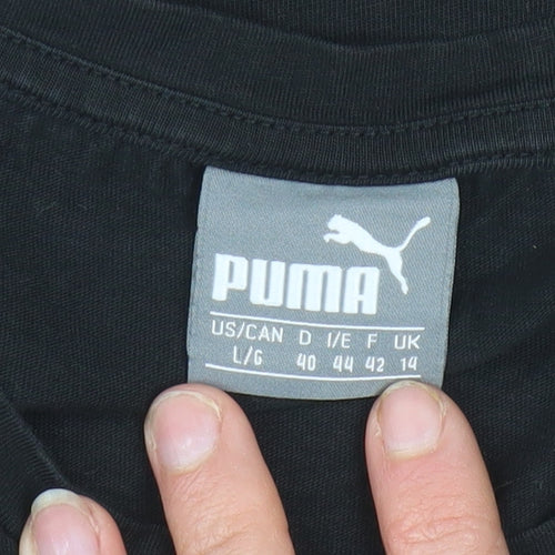 Puma Women’s Black Cotton Crew Neck Short Sleeve T-Shirt Size 14