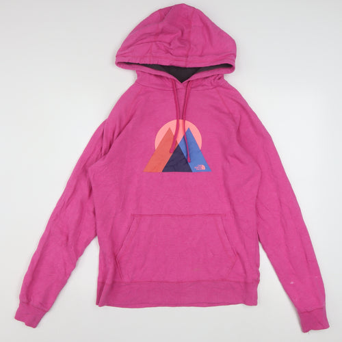 The North Face Womens Pink Pullover Hoodie Size L Cotton Blend