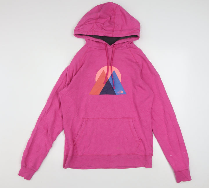 The North Face Womens Pink Pullover Hoodie Size L Cotton Blend