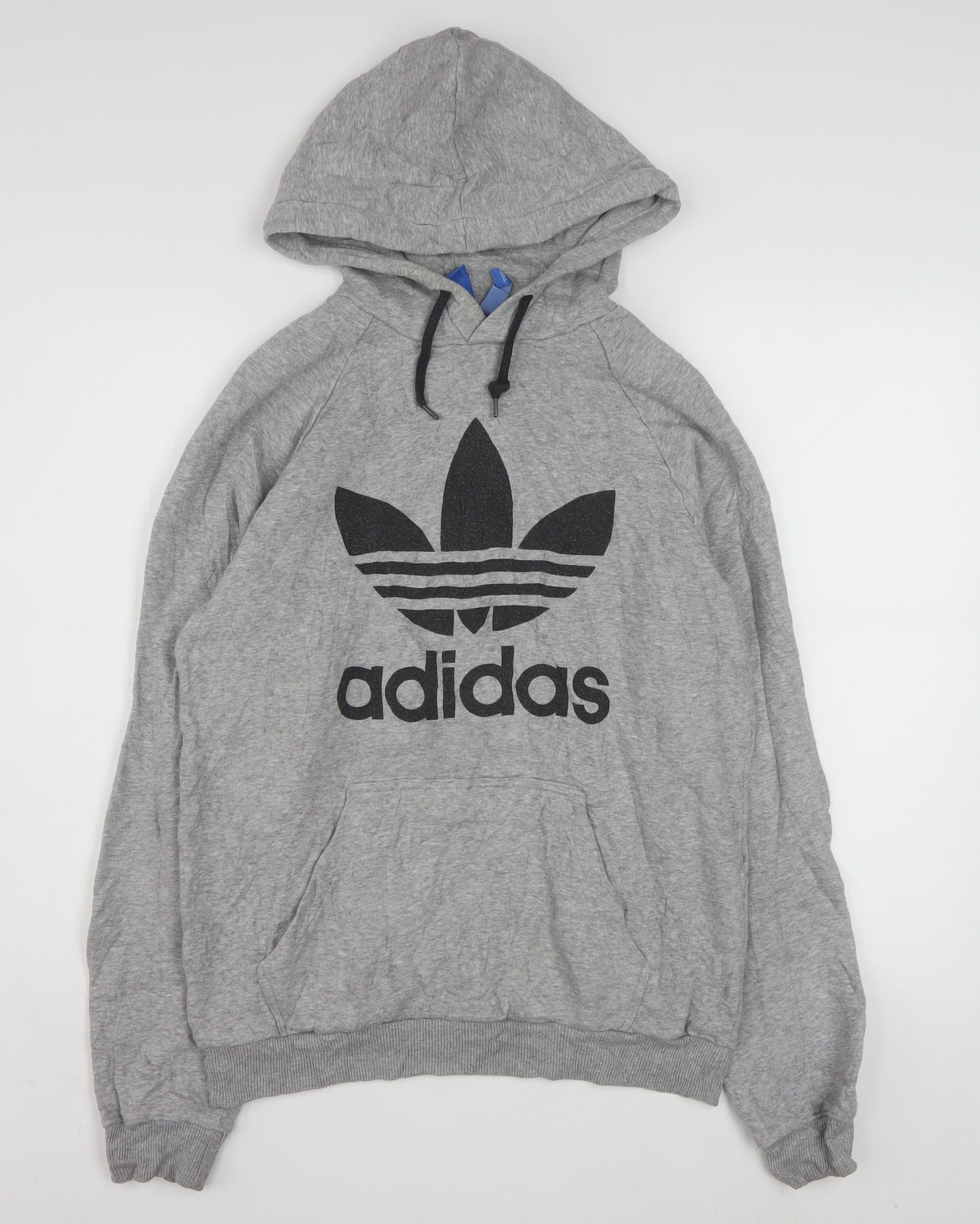 Adidas Mens Grey Pullover Hoodie M Graphic Logo Sportswear
