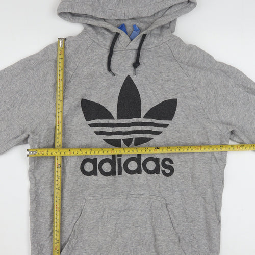 Adidas Mens Grey Pullover Hoodie M Graphic Logo Sportswear