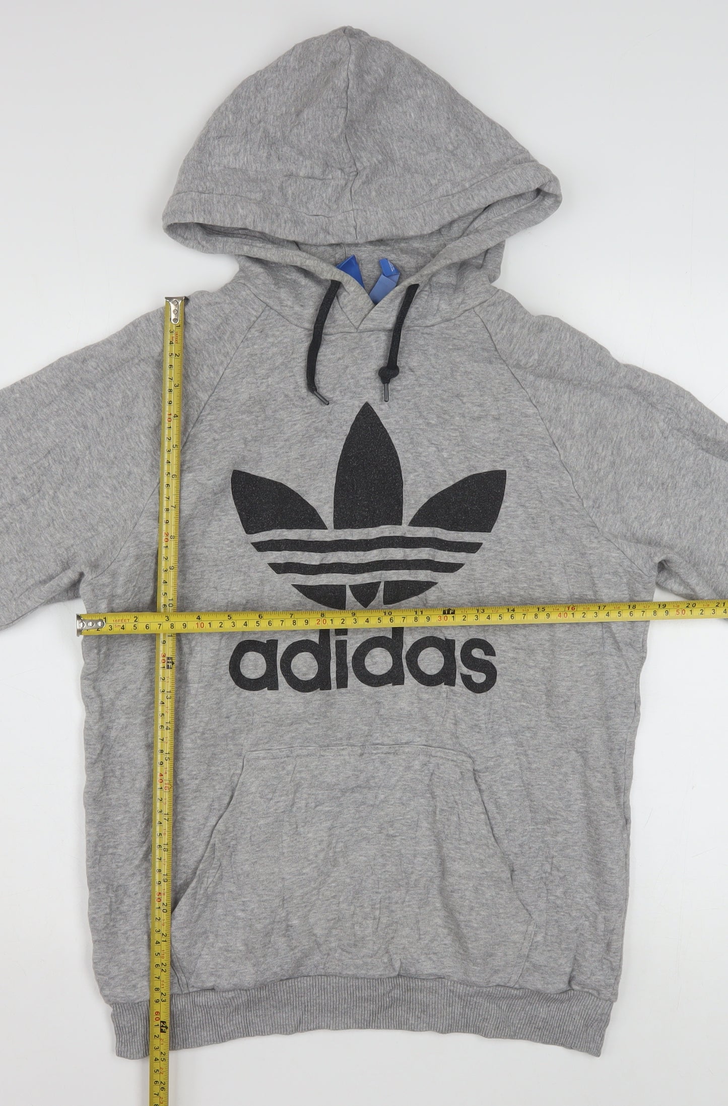 Adidas Mens Grey Pullover Hoodie M Graphic Logo Sportswear