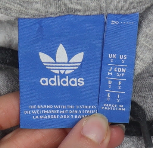 Adidas Mens Grey Pullover Hoodie M Graphic Logo Sportswear