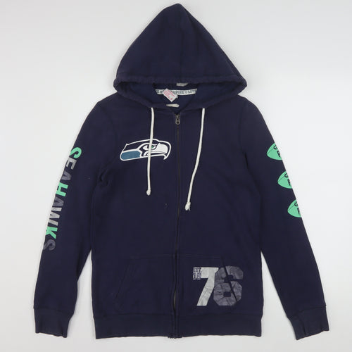 Victoria's Secret PINK Women Navy Full Zip Hoodie S Seahawks NFL 76 Cotton Blend