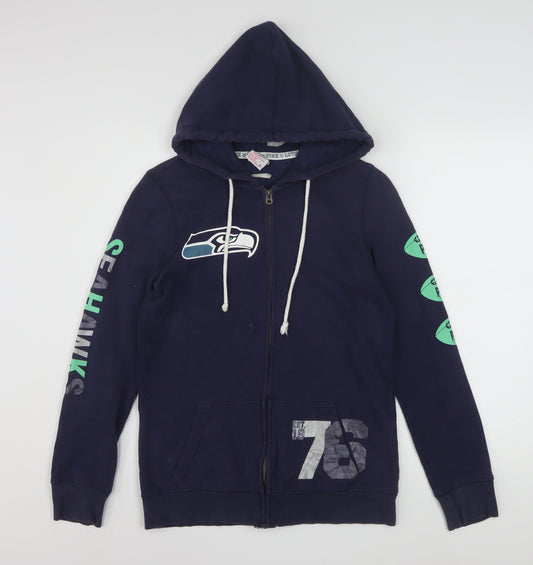 Victoria's Secret PINK Women Navy Full Zip Hoodie S Seahawks NFL 76 Cotton Blend