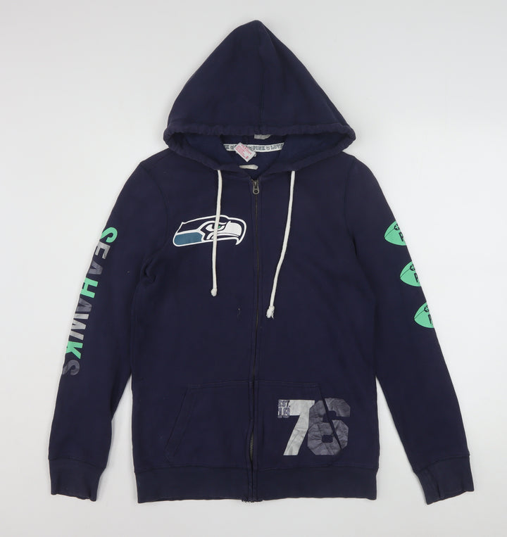 Victoria's Secret PINK Women Navy Full Zip Hoodie S Seahawks NFL 76 Cotton Blend