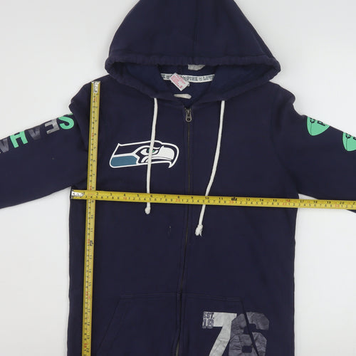 Victoria's Secret PINK Women Navy Full Zip Hoodie S Seahawks NFL 76 Cotton Blend