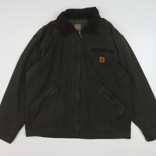 Carhartt Men's Green XL Canvas Work Jacket Full Zip Collared