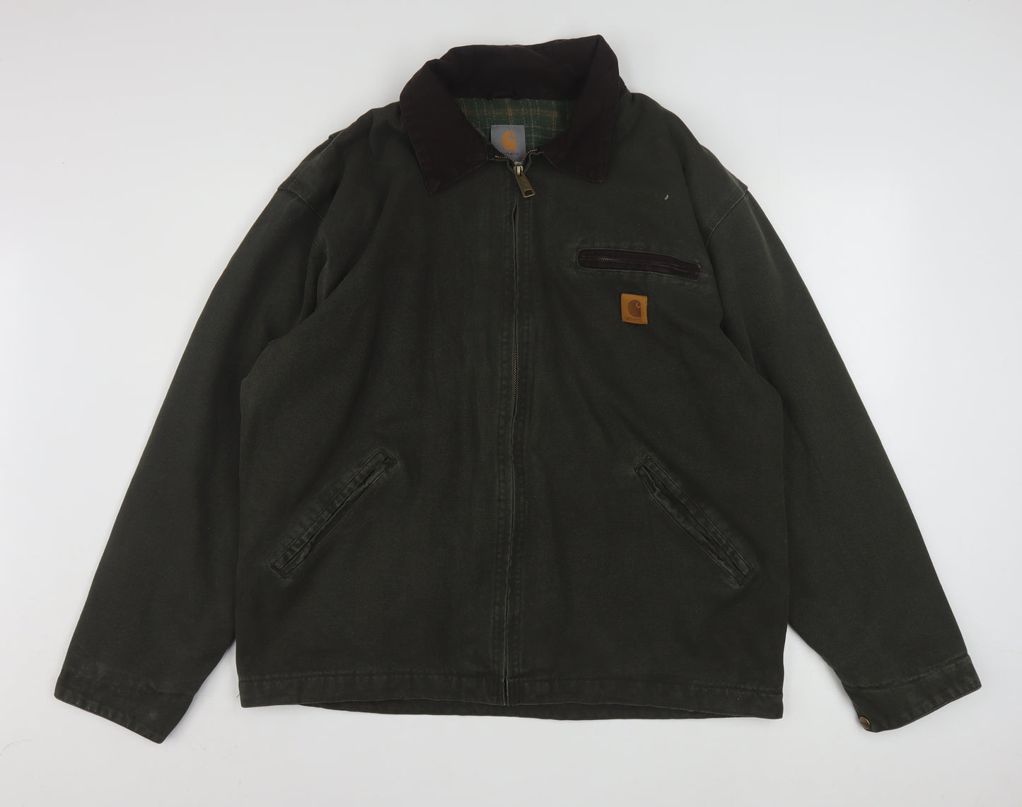Carhartt Men's Green XL Canvas Work Jacket Full Zip Collared