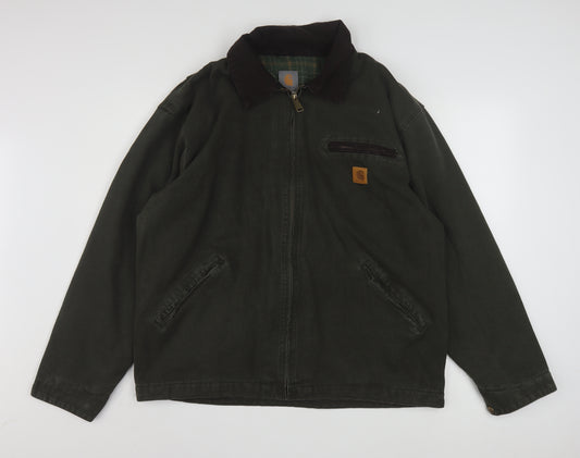 Carhartt Men's Green XL Canvas Work Jacket Full Zip Collared