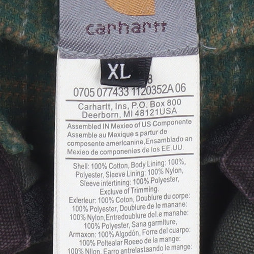 Carhartt Men's Green XL Canvas Work Jacket Full Zip Collared