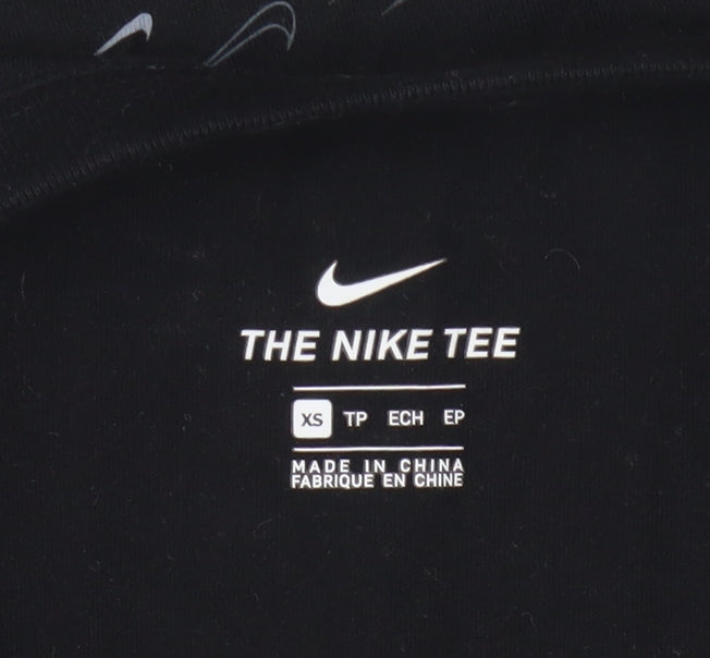 Nike Men's XS Black Cotton Crew Neck Graphic Print T-Shirt