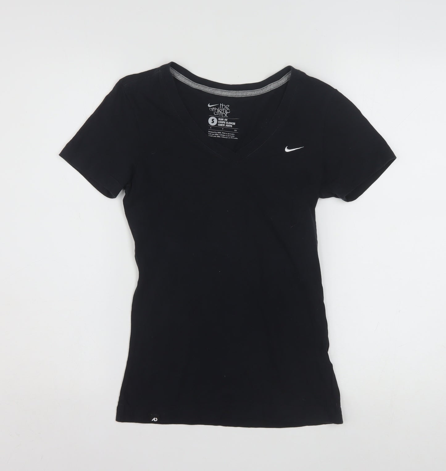 Nike Womens Black Slim Fit V-Neck Short Sleeve T-Shirt Size S