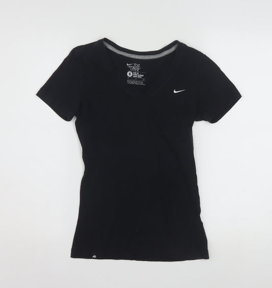 Nike Womens Black Slim Fit V-Neck Short Sleeve T-Shirt Size S