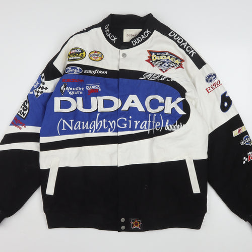 Dudack Men's Blue Varsity Racing Jacket Size M Embroidered Motorsport Style